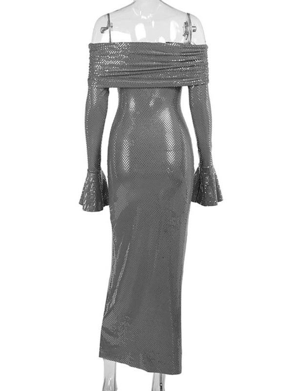 Robe sexy à col bateau pour femmes, nouvelle collection, coupe ajustée
