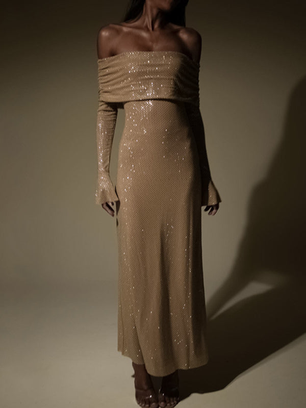 Robe sexy à col bateau pour femmes, nouvelle collection, coupe ajustée