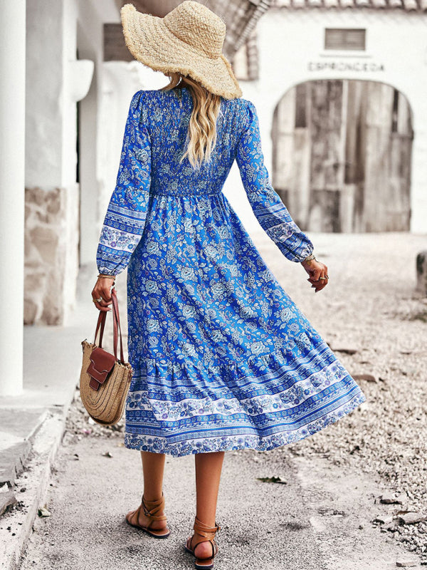 Robe bohème décontractée à col en V pour femmes, nouvelle collection