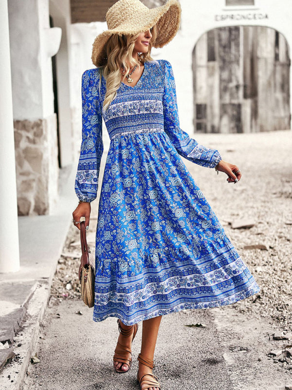 Robe bohème décontractée à col en V pour femmes, nouvelle collection