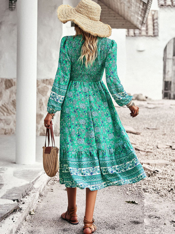 Robe bohème décontractée à col en V pour femmes, nouvelle collection