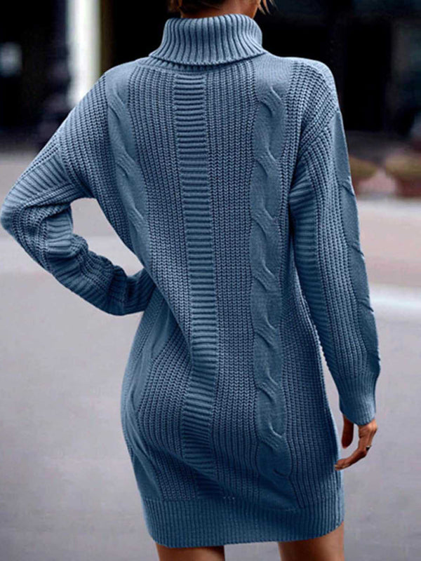 Mittellanges Pulloverkleid mit Rollkragen und langen Ärmeln für Damen