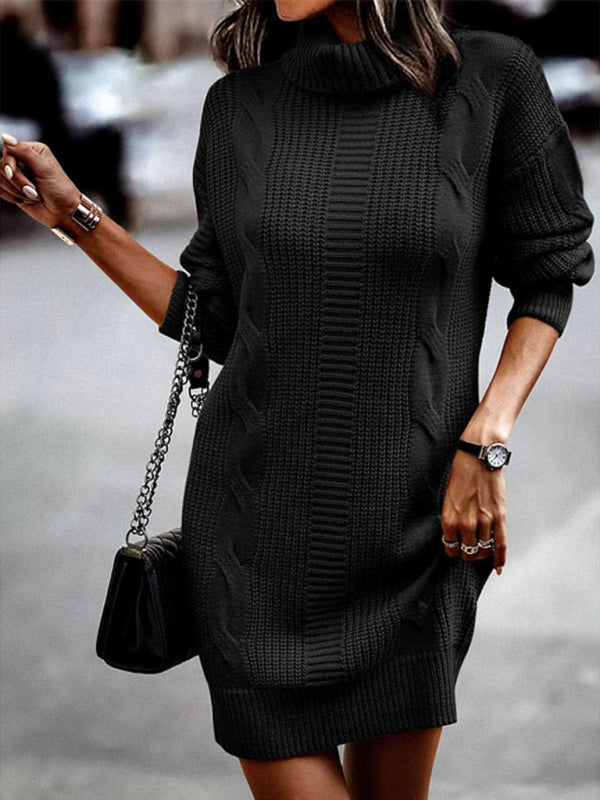 Mittellanges Pulloverkleid mit Rollkragen und langen Ärmeln für Damen