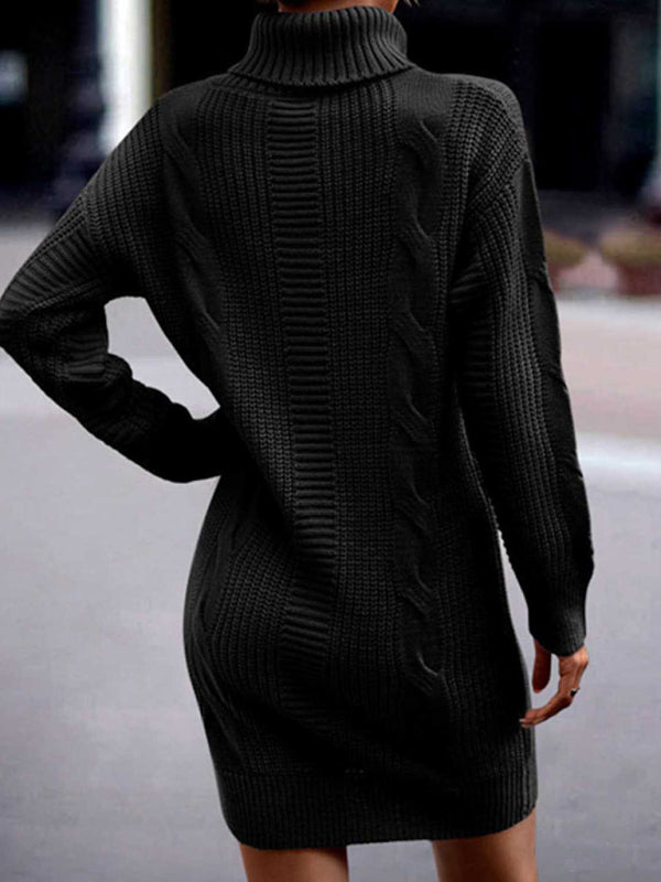 Mittellanges Pulloverkleid mit Rollkragen und langen Ärmeln für Damen