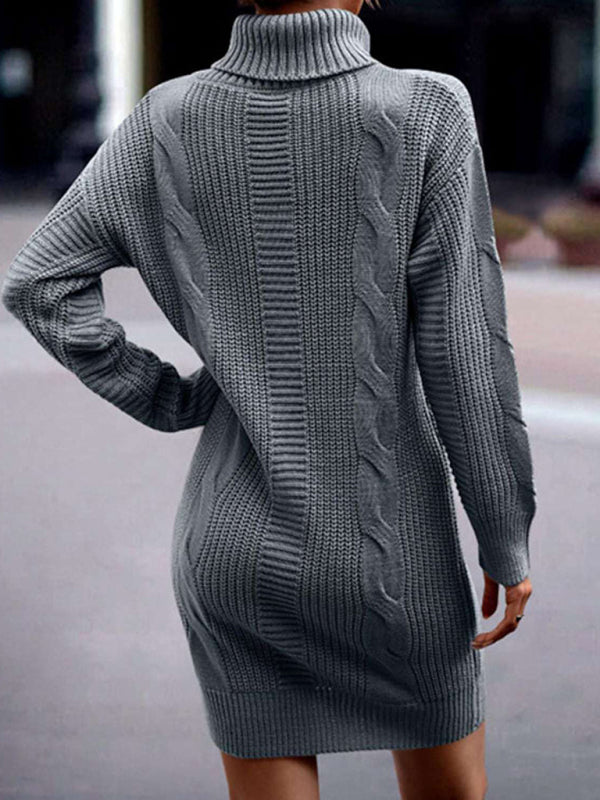 Mittellanges Pulloverkleid mit Rollkragen und langen Ärmeln für Damen