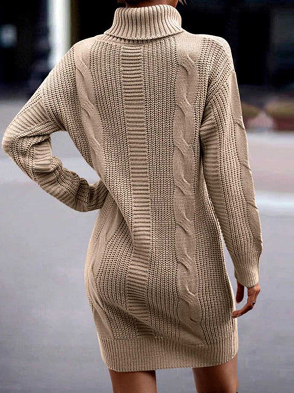 Mittellanges Pulloverkleid mit Rollkragen und langen Ärmeln für Damen