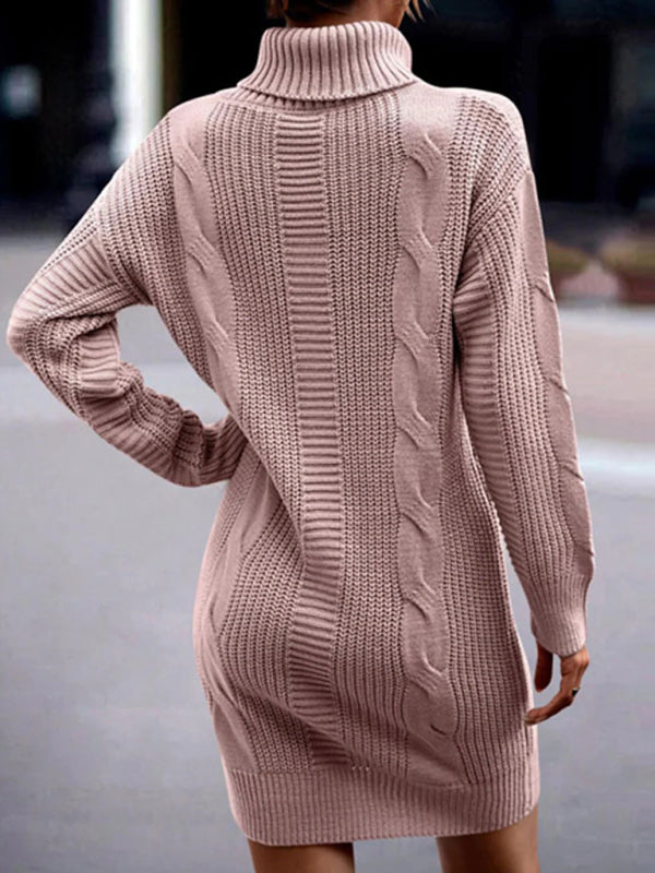Mittellanges Pulloverkleid mit Rollkragen und langen Ärmeln für Damen