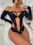 Black diamond fishnet bodysuit with hollow design