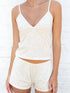 Floral V-neck suspender shorts suit front view