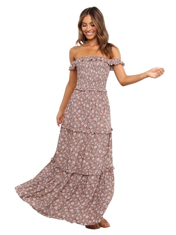 Nouvelle robe enveloppée de buste fraîche et douce à petit imprimé floral pour femmes