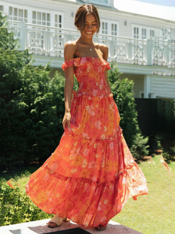 Nouvelle robe enveloppée de buste fraîche et douce à petit imprimé floral pour femmes