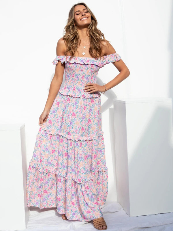Nouvelle robe enveloppée de buste fraîche et douce à petit imprimé floral pour femmes