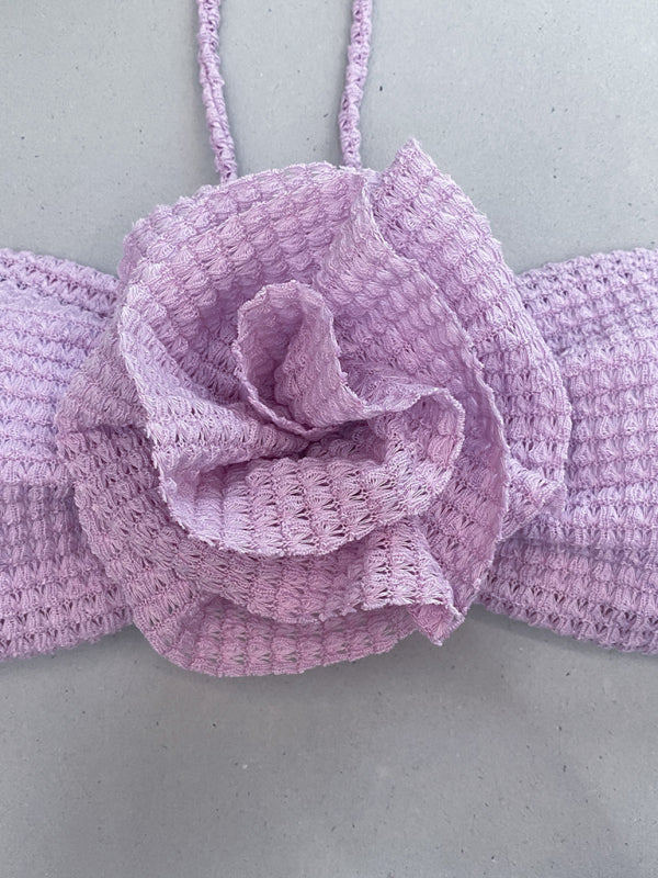 Neuer dreiteiliger Bikini für Damen mit dreidimensionalem Blumen-Split-Badeanzug
