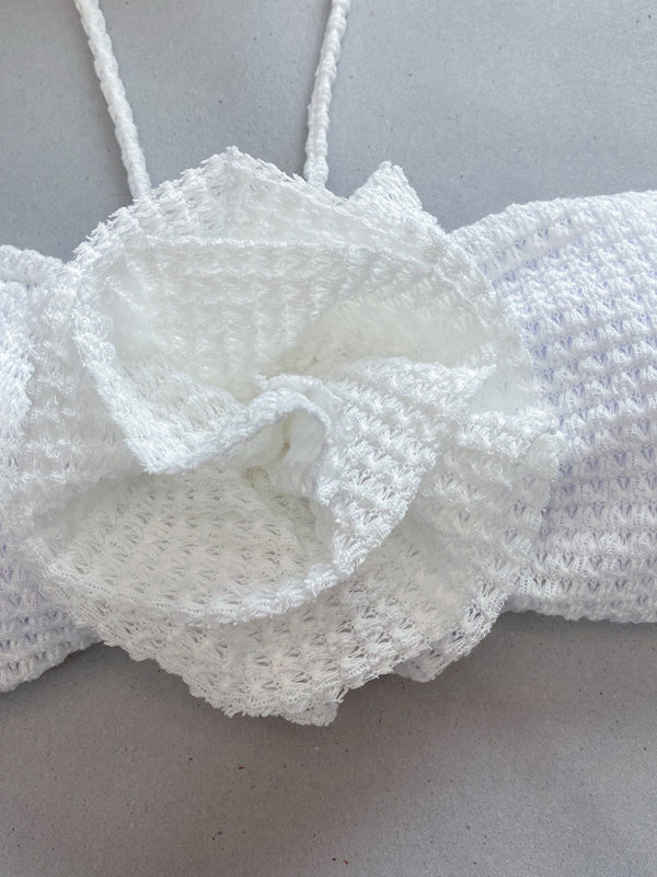Neuer dreiteiliger Bikini für Damen mit dreidimensionalem Blumen-Split-Badeanzug