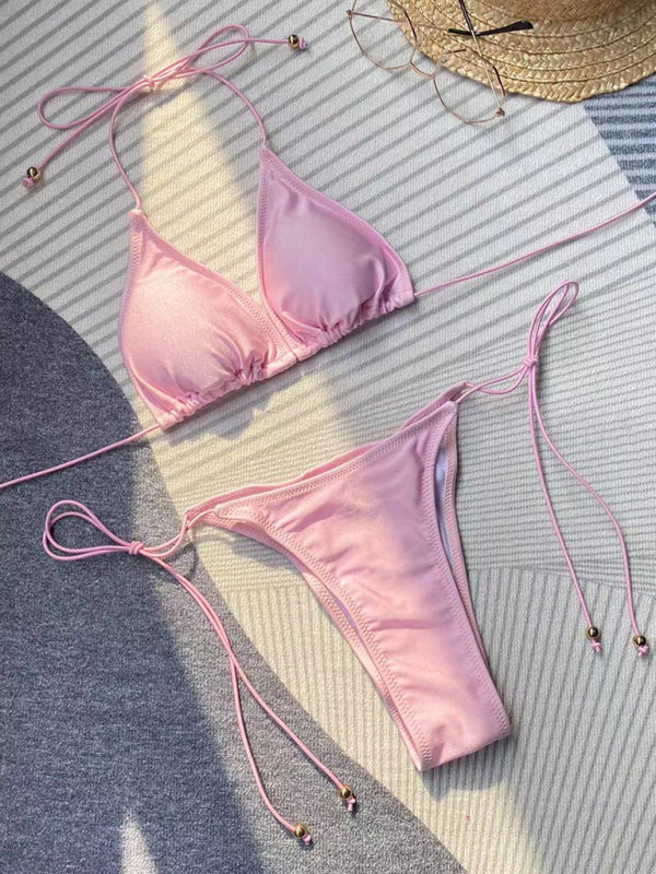 Neuer Bikini für Damen, einfarbig, Seilriemen, sexy Badeanzug