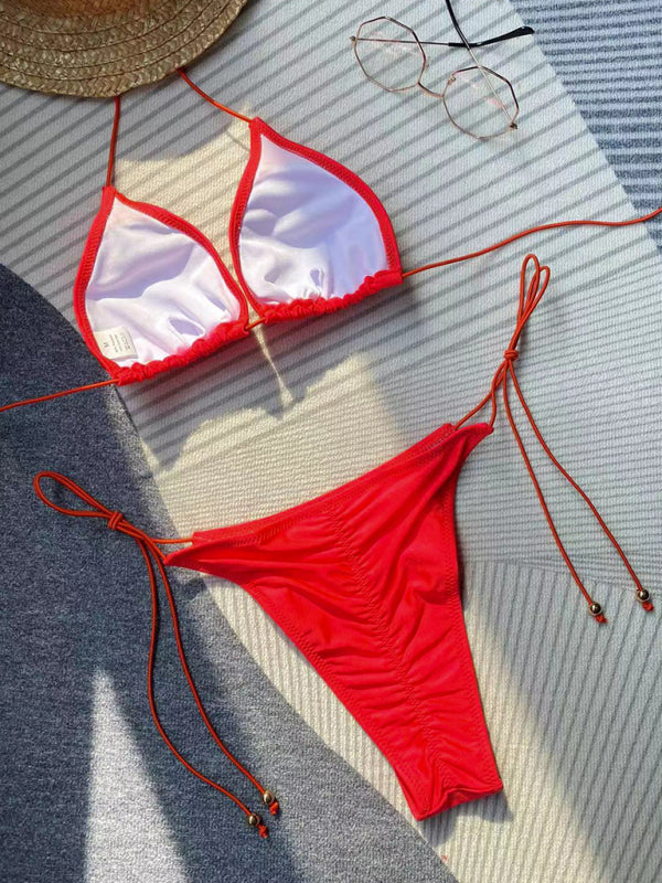 Neuer Bikini für Damen, einfarbig, Seilriemen, sexy Badeanzug