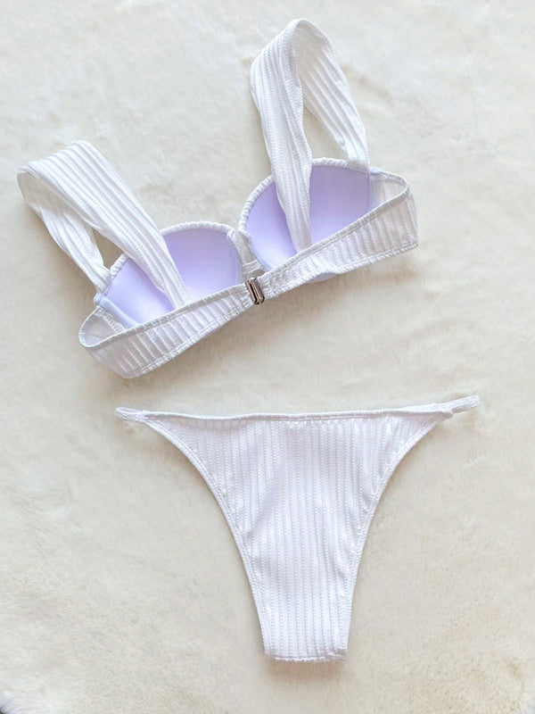Bikini deux pièces à bretelles sexy pour femmes, vacances à la plage