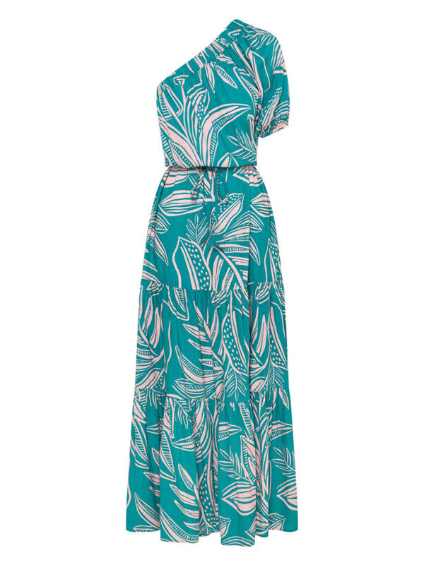 Schulterfreies, florales High-End-Kleid für Damen im Urlaubsstil