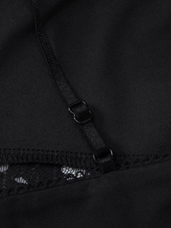 Sexy rückenfreies langes Kleid für Damen mit Netz- und Hosenträgern