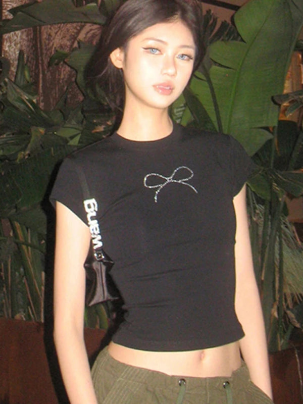 Nouveau pull col rond manches courtes lettre imprimée T-shirt