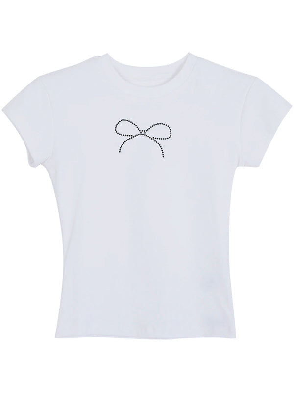Nouveau pull col rond manches courtes lettre imprimée T-shirt