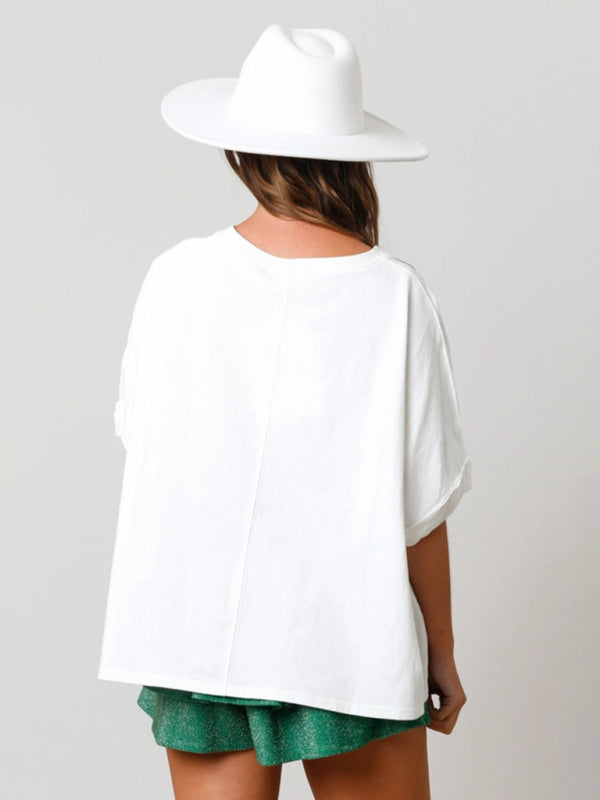 Damen T-Shirt mit Pailletten und St. Patrick&