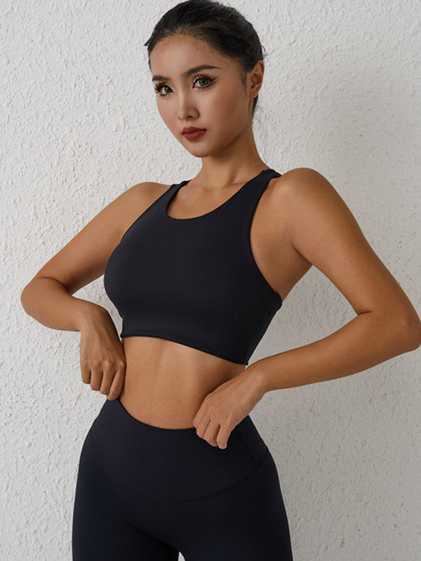 Nouveau beau dos soutien-gorge de sport résistant aux chocs yoga course gilet de sport à haute intensité