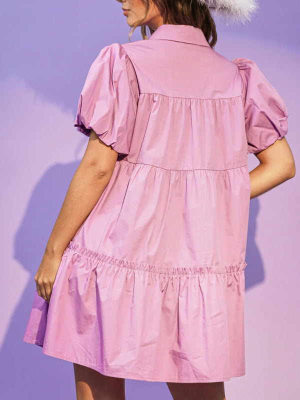 Robe chemise à manches bouffantes et sequins Crown pour femmes