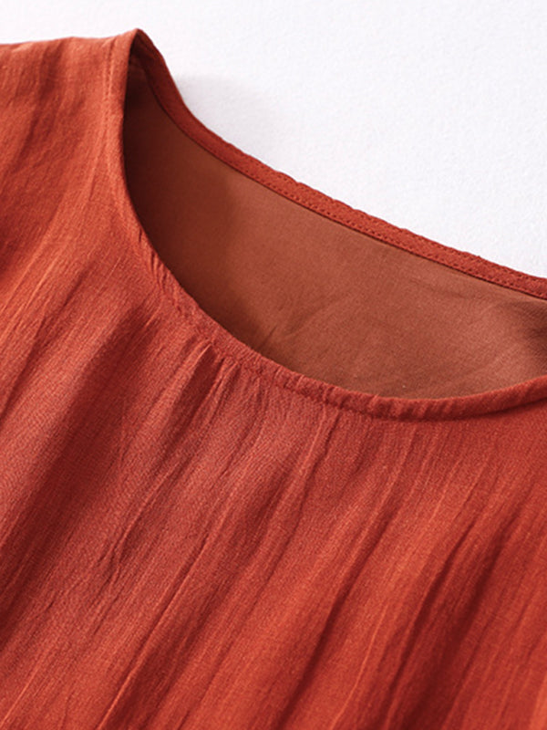 Robe longue brodée, ample, rétro, littéraire, décontractée, avec grand ourlet, nouvelle collection