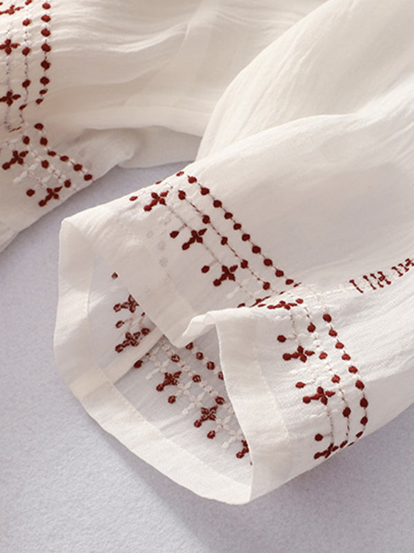 Robe longue brodée, ample, rétro, littéraire, décontractée, avec grand ourlet, nouvelle collection