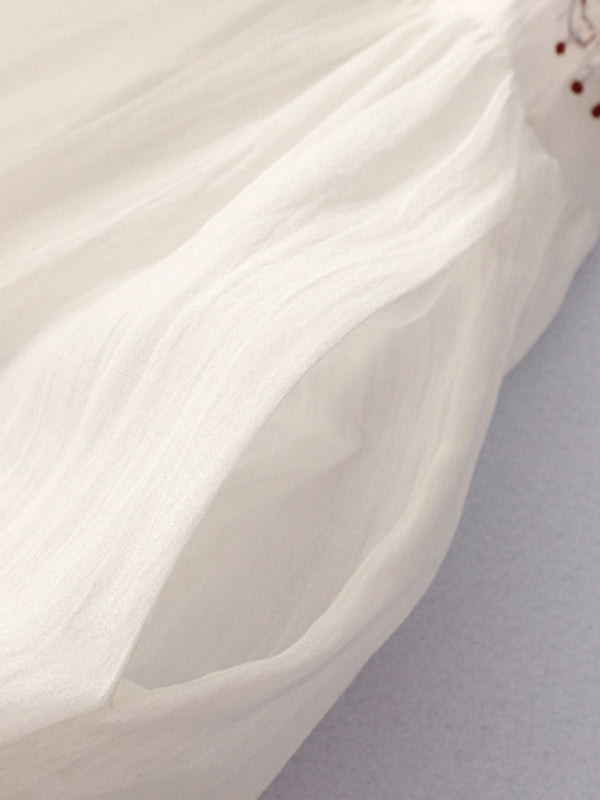 Robe longue brodée, ample, rétro, littéraire, décontractée, avec grand ourlet, nouvelle collection