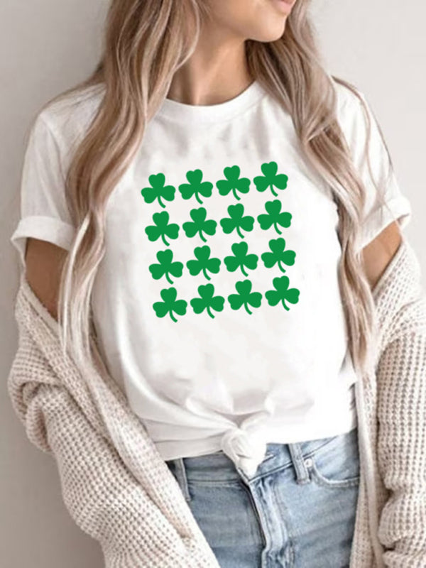 T-Shirt imprimé graphique trèfle décontracté pour la saint-Patrick pour femmes (plusieurs images disponibles)