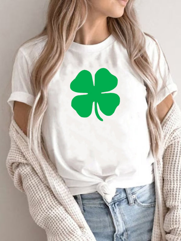 T-Shirt imprimé graphique trèfle décontracté pour la saint-Patrick pour femmes (plusieurs images disponibles)