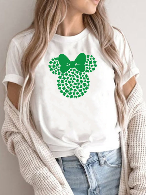 T-Shirt imprimé graphique trèfle décontracté pour la saint-Patrick pour femmes (plusieurs images disponibles)
