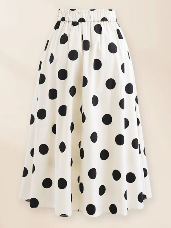 White polka dot print skirt
