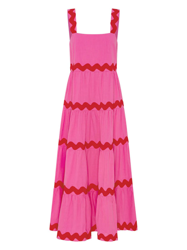 Haut tube ondulé sexy au design Simple, jupe à bretelles surdimensionnée