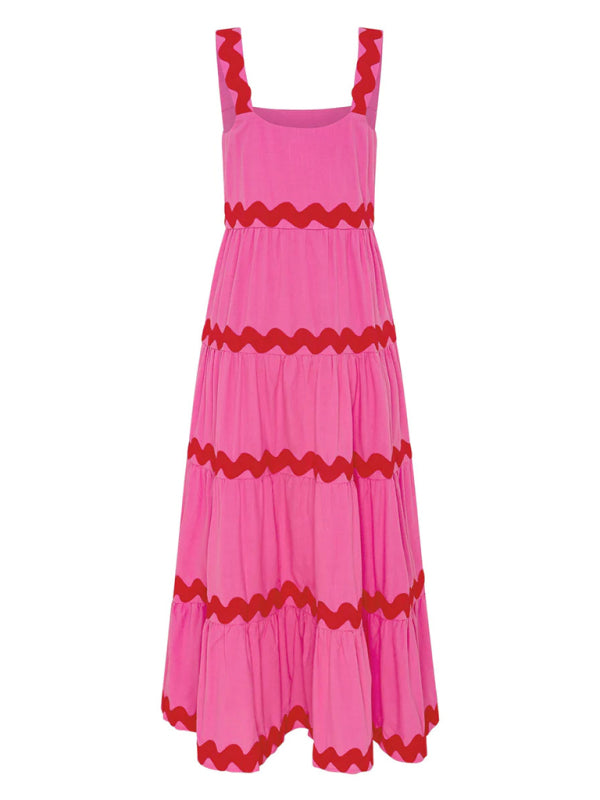 Haut tube ondulé sexy au design Simple, jupe à bretelles surdimensionnée