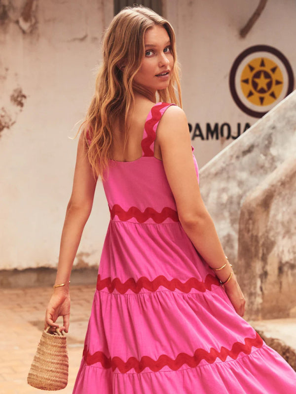 Haut tube ondulé sexy au design Simple, jupe à bretelles surdimensionnée