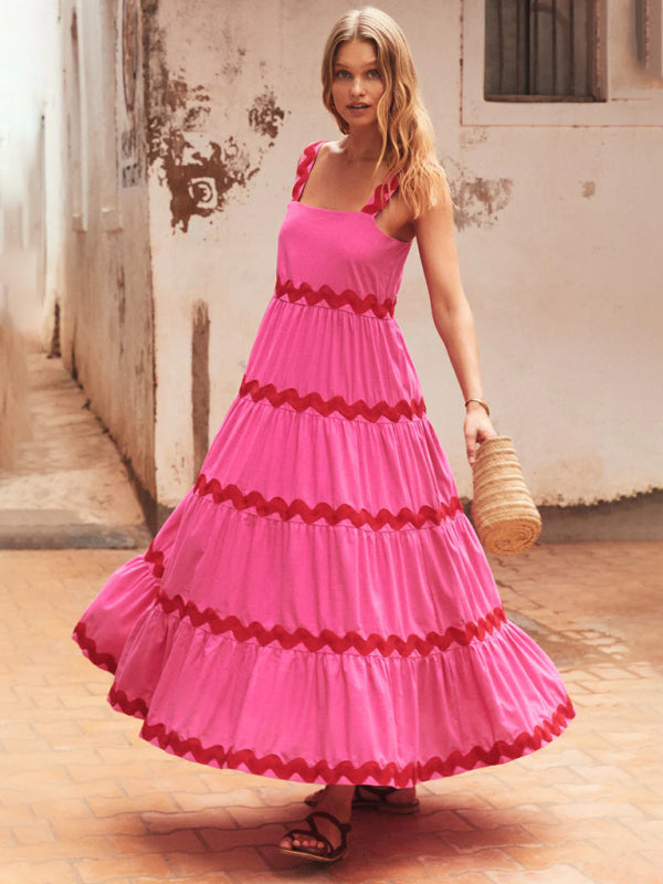 Haut tube ondulé sexy au design Simple, jupe à bretelles surdimensionnée