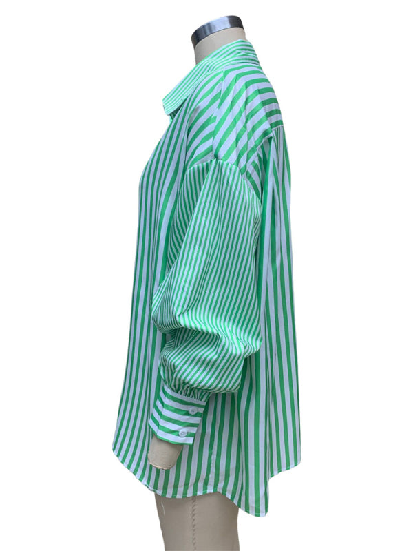 Chemise rayée à manches longues pour femmes, simple, à la mode, nouvelle collection