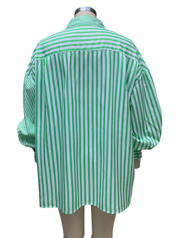 Chemise rayée à manches longues pour femmes, simple, à la mode, nouvelle collection