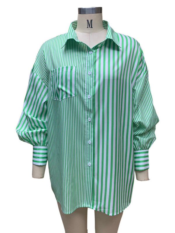 Chemise rayée à manches longues pour femmes, simple, à la mode, nouvelle collection