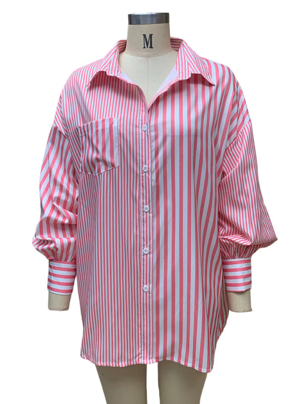Chemise rayée à manches longues pour femmes, simple, à la mode, nouvelle collection