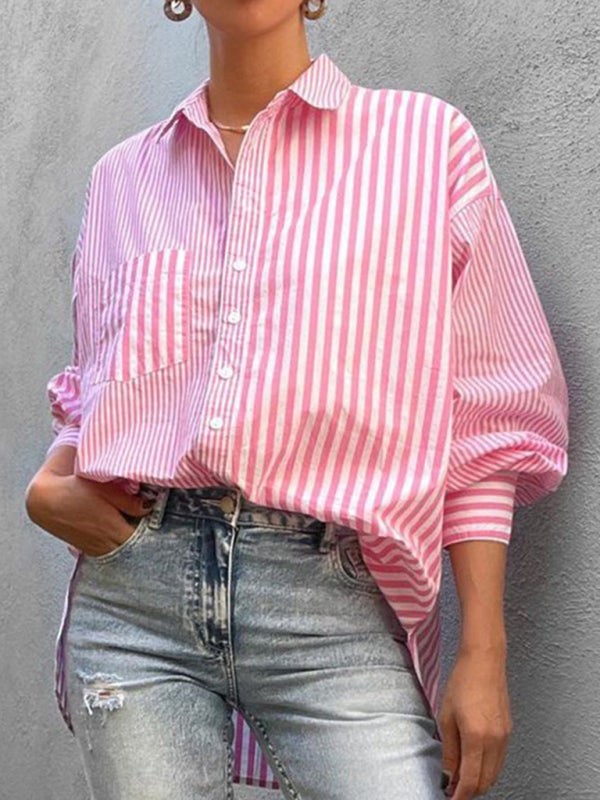 Chemise rayée à manches longues pour femmes, simple, à la mode, nouvelle collection