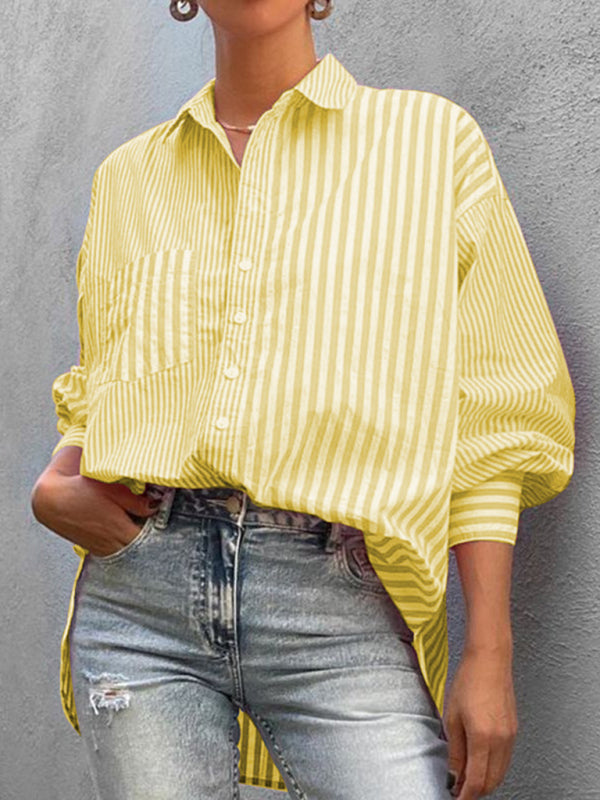 Chemise rayée à manches longues pour femmes, simple, à la mode, nouvelle collection