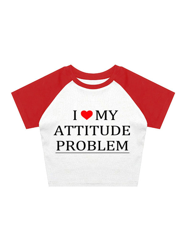 T-Shirt imprimé avec lettrage court et serré pour femmes, haut tendance pour filles