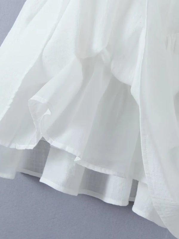 New French slim waisted short suspender solid color dress