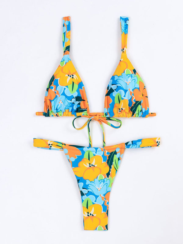Neu Mode Sexy Urlaub Strap Floral Print Split Bikini