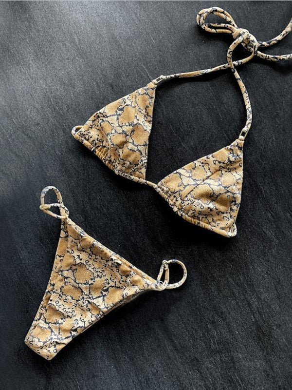 Snake print three-point swimsuit sexy split bikini