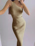 Khaki slanted shoulder slim fit knitted dress